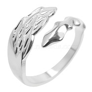 Vintage Stainless Steel Wing Couple Rings, Open Cuff Rings for Men and Women, Stainless Steel Color(RM5946-1)