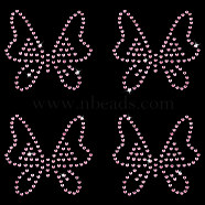Butterfly Hotfix Glass Rhinestone, Iron on Patches Applique, For Shoes, Gartment and Bags Decoration, Pearl Pink, 51x48x1.5mm(DIY-WH0453-71A-01)