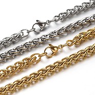 304 Stainless Steel Wheat Chains Bracelets, with Lobster Clasps, Mixed Color, 8-1/4 inch(210mm), 5mm(BJEW-O091-04)