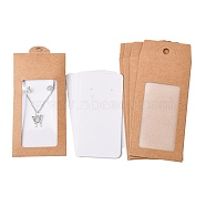 Paper Boxes, with Necklace & Earring Jewelry Display Cards and Clear PVC Window, Packaging Boxes, Rectangle, BurlyWood, 15.4x6.7x0.1cm, Hole: 8mm, Window: 85x44mm(X-CON-L021-05)