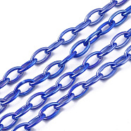 Acrylic Opaque Cable Chains, AB Color, Horse Eye, Blue, 13x8x2mm, 18.5 inch~19.29 inch(47~49cm)/strand(X-PACR-N009-001B)