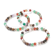 Natural Mixed Wealth Stone Beaded Stretch Bracelets, Round, Beads: 6~6.5mm, Inner Diameter: 2-1/4 inch(5.55cm)(BJEW-D446-B-39)