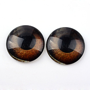 Glass Cabochons for DIY Projects, Half Round/Dome with Dragon Eye Pattern, Coconut Brown, 10x3.5mm(X-GGLA-L025-10mm-14)