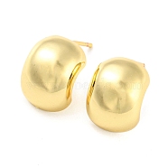 Rack Plating Brass Half Round Stud Earrings, Half Hoop Earrings for Women, Cadmium Free & Lead Free, Long-Lasting Plated, Real 18K Gold Plated, 15x11mm(EJEW-F326-24G)