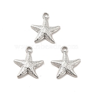 304 Stainless Steel Pendants, Starfish Charms, Stainless Steel Color, 15.5x14x3mm, Hole: 1.8mm(STAS-I197-012P)