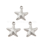 Non-Tarnish 304 Stainless Steel Pendants, Starfish Charms, Stainless Steel Color, 15.5x14x3mm, Hole: 1.8mm(STAS-I197-012P)