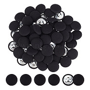 100Pcs Cloth Shank Buttons, with Zinc Alloy Finding, Flat Round, for Overcoat Garment Accessories, Black, 19x8mm, Hole: 3x3mm(BUTT-NB0001-72C)