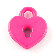 Opaque Acrylic Pendants, Heart Lock, Deep Pink, 20.5x18x4.5mm, Hole: 4mm(X-SACR-Q159-C04)