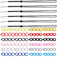6Pcs Adjustable Polyester Neck Lanyard, for Pen, Phone, Badge Holder, with 12 Style Silicone Pendant, Mixed Color(DIY-GF0008-38C)
