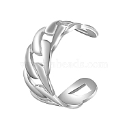 Stainless Steel Curb Chain Style Cuff Rings, for Women Men, Stainless Steel Color, 10mm, Inner Diameter: 21mm(OO8313-2)