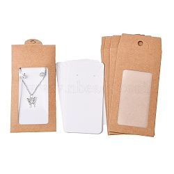Paper Boxes, with Necklace & Earring Jewelry Display Cards and Clear PVC Window, Packaging Boxes, Rectangle, BurlyWood, 15.4x6.7x0.1cm, Hole: 8mm, Window: 85x44mm(X-CON-L021-05)