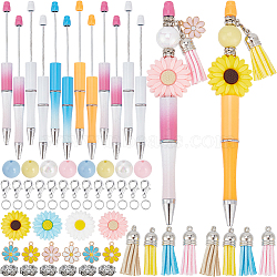 DIY Alloy Enamel Flower & Tassel Charms Beadable Pen Making Kit, Mixed Color, 19x16x3.5mm, Hole: 1.8mm(DIY-SC0024-41)