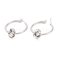 Brass Knot Hoop Earrings for Women, Cadmium Free & Lead Free, Platinum, 30x25x10.5mm, Pin: 0.9mm(EJEW-A072-19P)