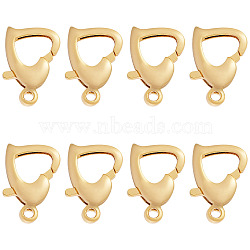 8Pcs Brass Heart Lobster Claw Clasps, for Jewelry Making, Real 18K Gold Plated, 13x9x3mm, Hole: 1.6mm(KK-TA0002-69)