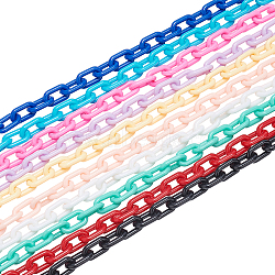 Elite ABS Plastic Cable Chains, Oval, Mixed Color, 13.5~14x8x2mm, 14.9 inch~15.35 inch(38~39cm)/strand, 20strands/set(KY-PH0001-04)