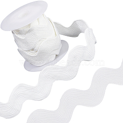 Polyester Wavy Fringe Trim, Wave Bending Lace Ribbon, for Clothes Sewing and Art Craft Decoration, White, 7/8 inch(23mm), about 5 yards(OCOR-GF0003-44F-06)