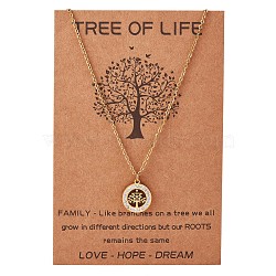 Clear Cubic Zirconia Tree of Life Pendant Necklace, Iron Jewelry for Women, Golden, 17.32 inch(44cm)(JN1048A)