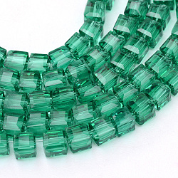 Transparent Glass Bead Strands, Cube, Sea Green, 6x6x6mm, Hole: 1mm, about 100pcs/strand, 22 inch(GLAA-R167-6x6-01D)