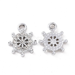 Alloy Crystal Rhinestone Charms, Helm, Platinum, 15x12x2mm, Hole: 2mm(ALRI-C008-19P)