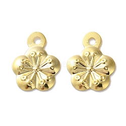 Brass Charms, Cadmium Free & Lead Free, Flower Charms, Real 24K Gold Plated, 9.5x7x0.8mm, Hole: 1mm(KK-F880-07G)