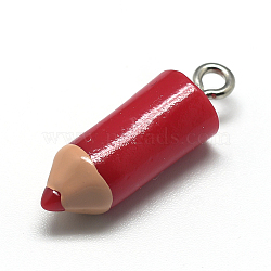 Resin Pendants, with Iron Findings, Crayon, Red, 23~25x7.5mm, Hole: 1.8mm(X-RESI-T010-02I)