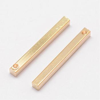 Rack Plating Brass Pendants, Bar, Golden, 20x2x2mm, Hole: 1mm