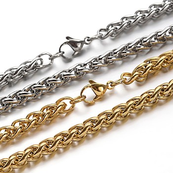 304 Stainless Steel Wheat Chains Bracelets, with Lobster Clasps, Mixed Color, 8-1/4 inch(210mm), 5mm