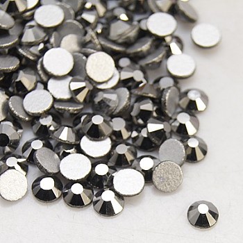 Glass Flat Back Rhinestone, Grade A, Back Plated, Faceted, Half Round, Hematite, 4.6~4.8mm, about 1440pcs/bag