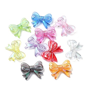Transparent Acrylic Beads, Bowknot, Mixed Color, 23x29x7mm, Hole: 2.7mm