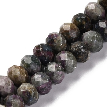 Natural Ruby in Zoisite Beads Strands, Faceted, Rondelle, 9x6~7mm, Hole: 1mm, about 56~61pcs/strand,14.96''~15.35''(38~39cm)