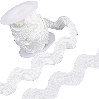 Polyester Wavy Fringe Trim, Wave Bending Lace Ribbon, for Clothes Sewing and Art Craft Decoration, White, 7/8 inch(23mm), about 5 yards