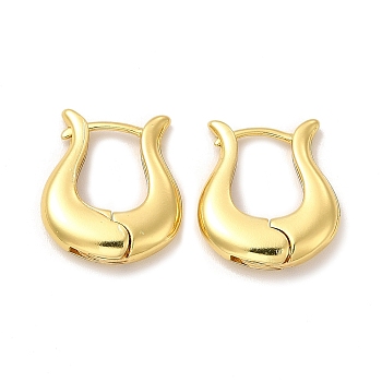 Rack Plating Brass Tulip Hoop Earrings for Women, Lead Free & Cadmium Free, Real 18K Gold Plated, 18x15x4mm, Pin: 0.8mm