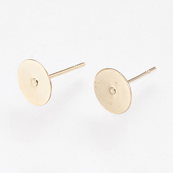 304 Stainless Steel Stud Earring Findings, Real 18k Gold Plated, 12x8mm, Pin: 0.7mm