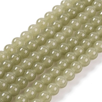 Baking Painted Imitation Jade Glass Round Bead Strands, Dark Khaki, 8mm, Hole: 1mm, about 106pcs/strand, 31.30''(79.5cm)