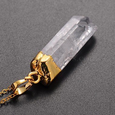 Brass Natural Crystal Pencil Pendant Necklaces(NJEW-JN01141)-3