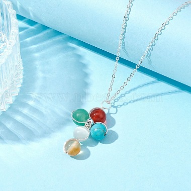 Natural & Synthetic Mixed Gemstone Cross Jewelry Set(SJEW-JS01284-02)-7