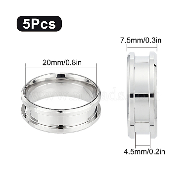 SUNNYCLUE 5Pcs 201 Stainless Steel Grooved Finger Ring Settings(FIND-SC0003-16P)-2