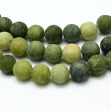 Round Frosted Natural TaiWan Jade Bead Strands(G-M248-6mm-02)-3