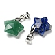 Natural & Synthetic Mixed Gemstone Star Charms with Platinum Plated Brass Snap on Bails(KK-C034-04P)-2