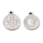 Tarnish Resistant 304 Stainless Steel Coin Pendants, Hispan Et Ind Rex Coin, Stainless Steel Color, 14x11x1.5mm(STAS-F183-01P-B01)