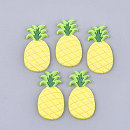 PVC Plastic Cabochons, Pineapple, Yellow, 35x18x3mm(X-PVC-T004-35)