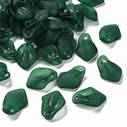 Transparent Frosted Acrylic Pendants, Petaline, Dark Green, 24x17x4mm, Hole: 1.8mm(MACR-S371-03A-735)