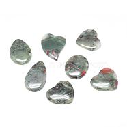 Natural Bloodstone Stone Pendants, Mixed Shape, 40~61x33~45x7~7.5mm, Hole: 2mm(G-T051-03)