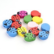 Mixed Lead Free Ladybug Natural Wood Beads, Dyed, 18~19x15x6mm, Hole: 2mm(X-WOOD-S647-22-LF)