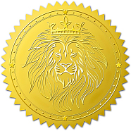 Self Adhesive Gold Foil Embossed Stickers, Medal Decoration Sticker, Lion Pattern, 5x5cm(DIY-WH0211-175)