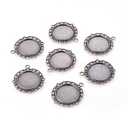 Zinc Alloy Pendant Settings for Cabochon & Rhinestone, DIY Findings for Jewelry Making, Flat Round, Cadmium Free & Nickel Free & Lead Free, Red Copper, 33.5x30x1.4mm, Hole: 2mm(PALLOY-A15290-R-FF)