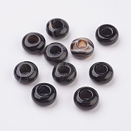 Natural Striped Agate/Banded Agate European Beads, Large Hole Beads, Rondelle, 12x6mm, Hole: 5mm(G-G740-12x6mm-23)