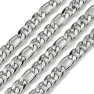 Stainless Steel Figaro Chains, Unwelded, Stainless Steel Color, 16~22x12x3mm(STAS-M032-45P-3mm)