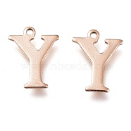 Vacuum Plating  304 Stainless Steel Charms, Laser Cut, Alphabet, Rose Gold, Letter.Y, 12.5x9.5x0.8mm, Hole: 1mm(STAS-H112-Y-RG)