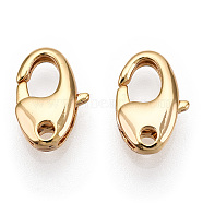 Brass Lobster Claw Clasps, for Jewelry Making, Real 18K Gold Plated, 11x7x3mm, Hole: 1.5mm(KK-N254-07G)